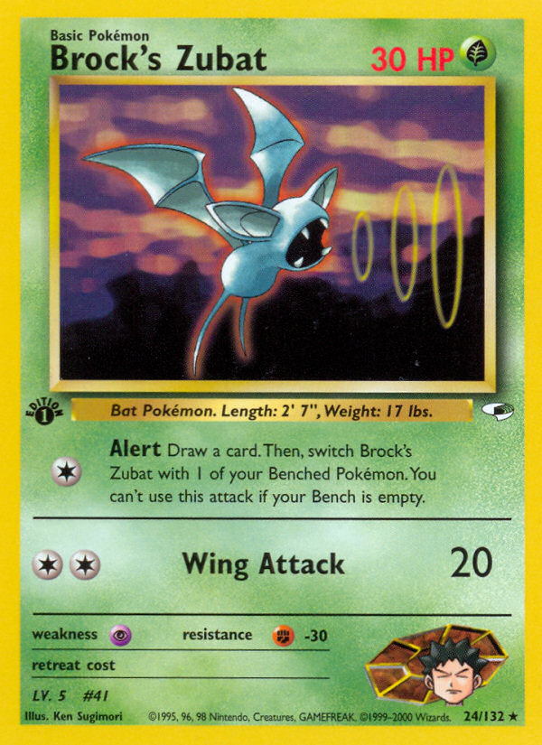 Brock’s Zubat gym1-24 Rare from Gym Heroes Set