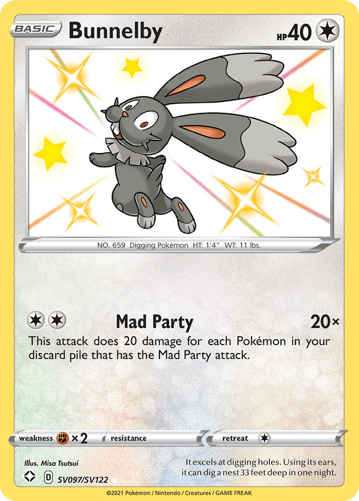 Bunnelby swsh45sv-SV097 Rare Shiny from Shining Fates Shiny Vault Set