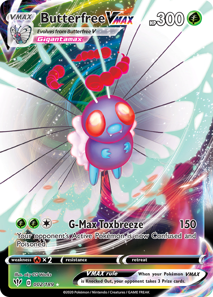 Butterfree VMAX swsh3-2 Rare Holo VMAX from Darkness Ablaze Set
