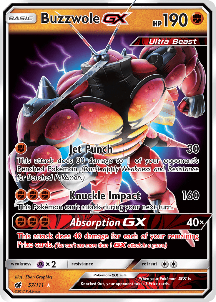 Buzzwole-GX sm4-57 Rare Holo GX from Crimson Invasion Set