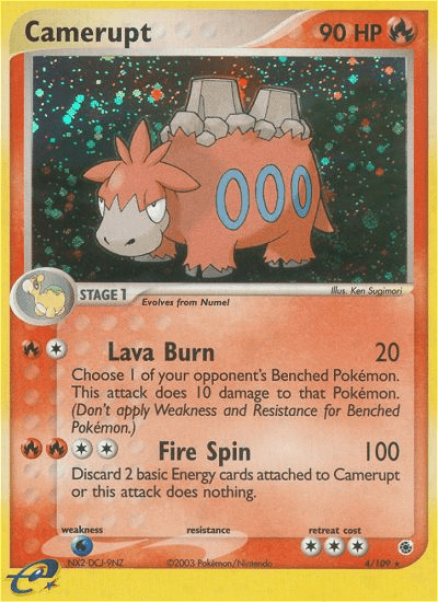 Camerupt ex1-4 Rare Holo from Ruby & Sapphire Set