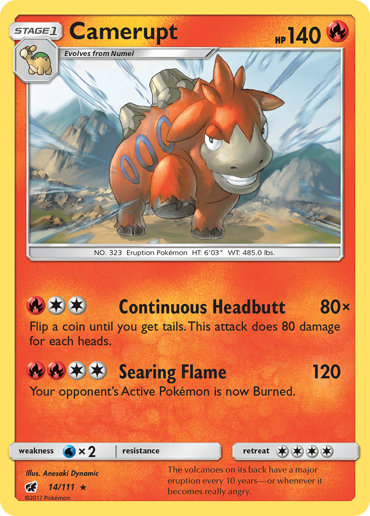 Camerupt sm4-14 Rare from Crimson Invasion Set