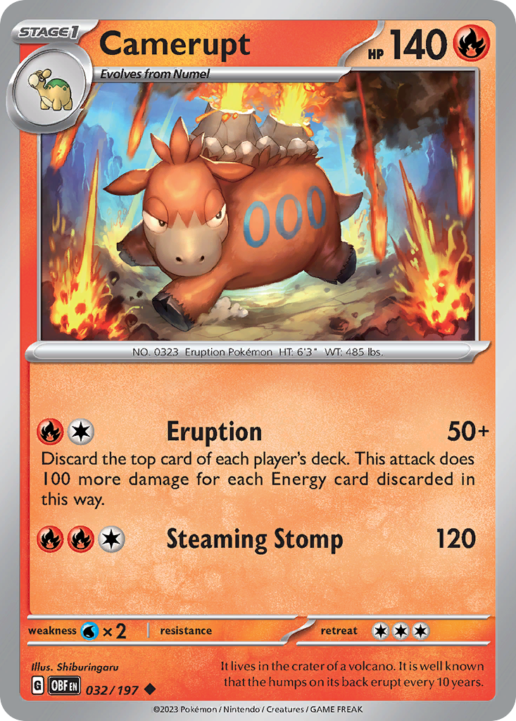 Camerupt sv3-32 Uncommon from Obsidian Flames Set