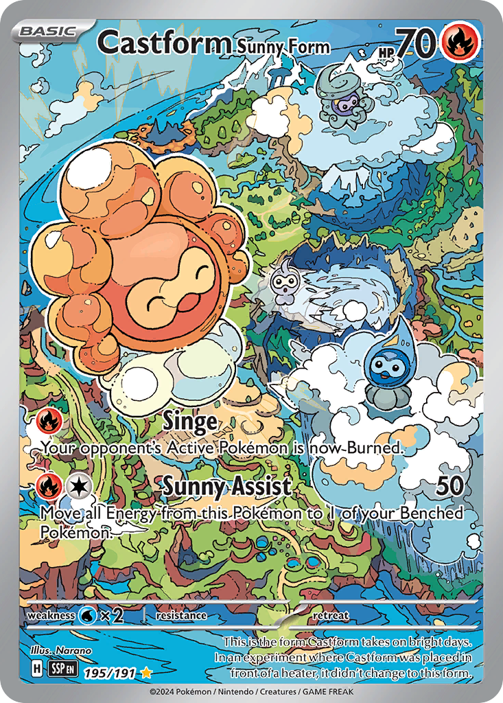 Castform Sunny Form sv8-195 Illustration Rare from Surging Sparks Set