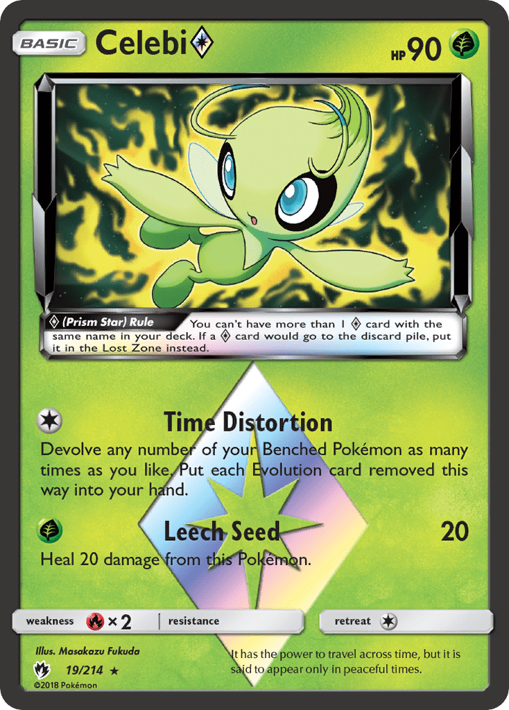 Celebi ◇ sm8-19 Rare Prism Star from Lost Thunder Set