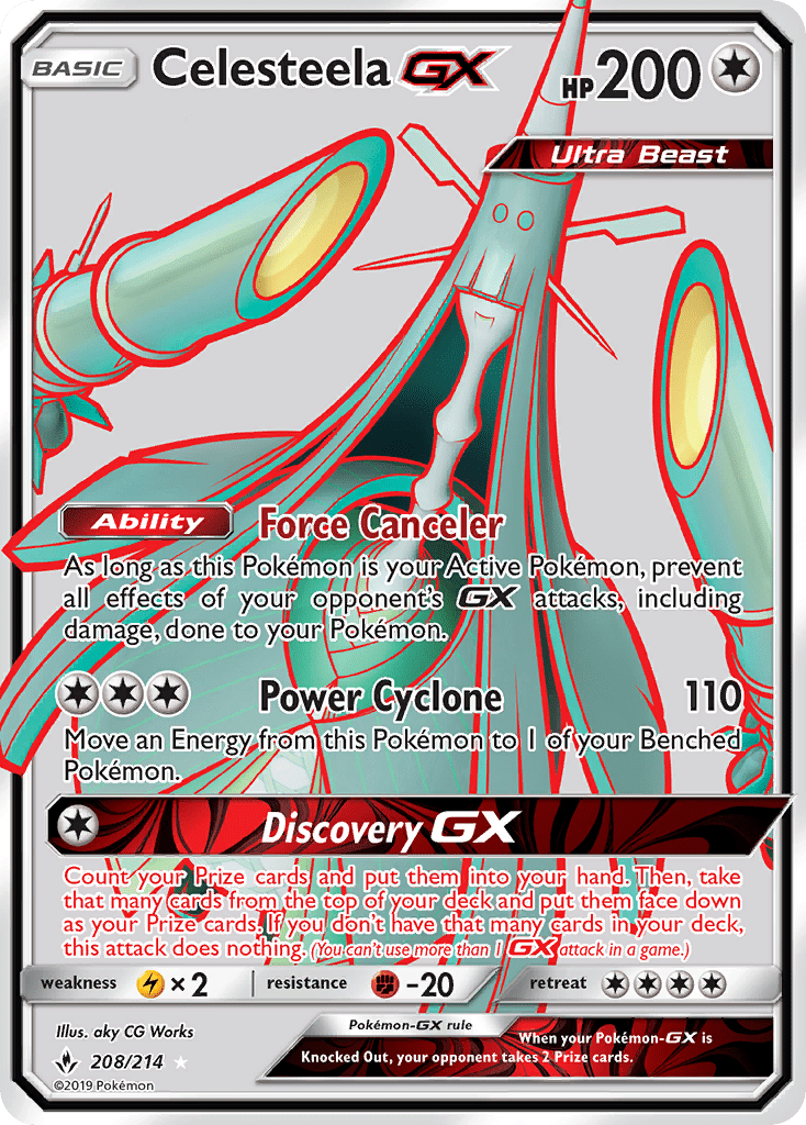 Celesteela-GX sm10-208 Rare Ultra from Unbroken Bonds Set