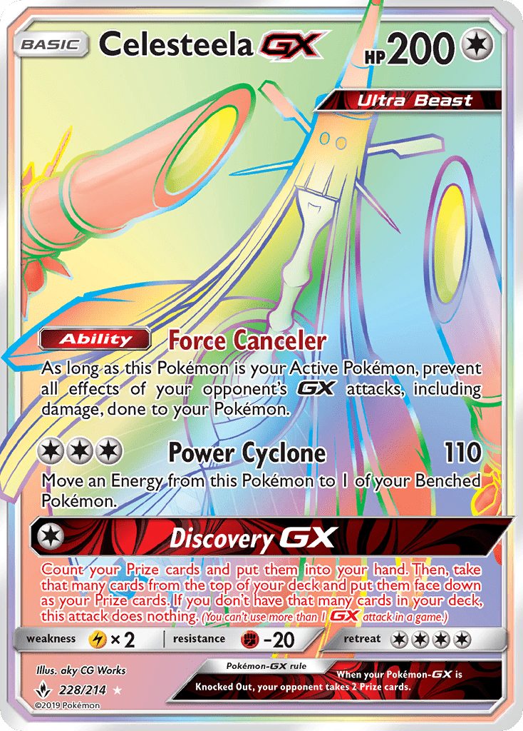 Celesteela-GX sm10-228 Rare Rainbow from Unbroken Bonds Set