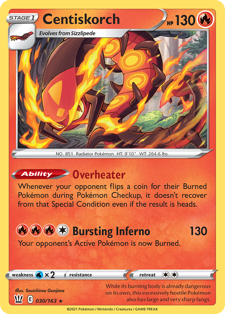 Centiskorch swsh5-30 Rare from Battle Styles Set