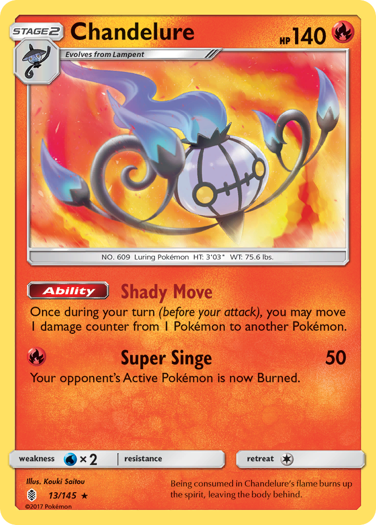 Chandelure sm2-13 Rare Holo from Guardians Rising Set