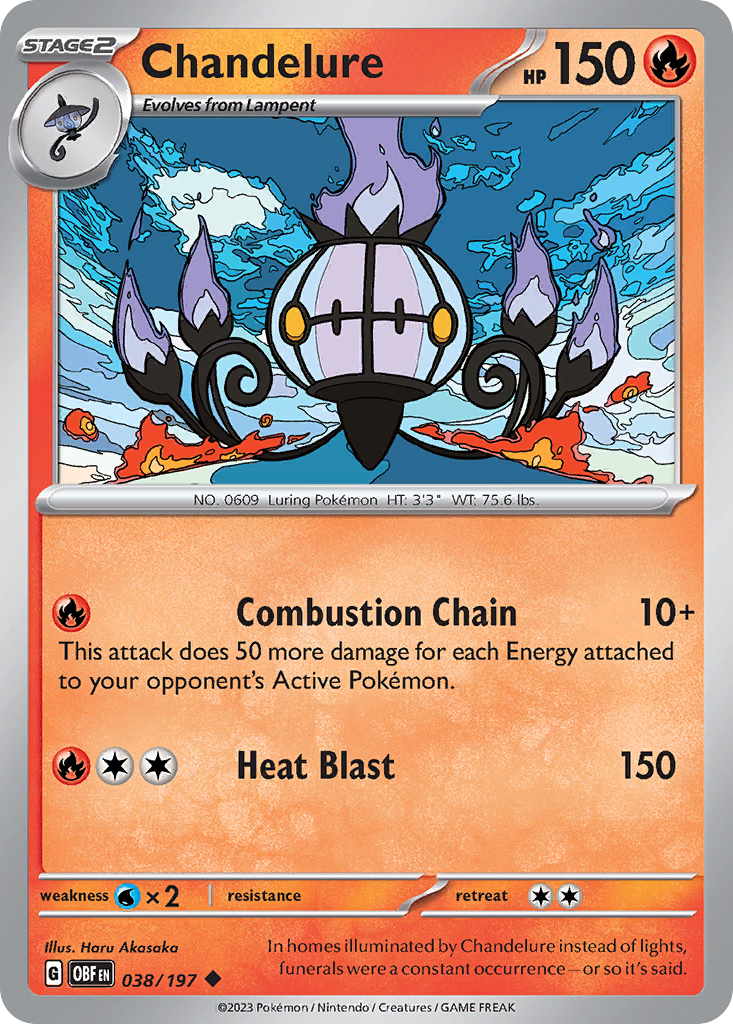 Chandelure sv3-38 Uncommon from Obsidian Flames Set