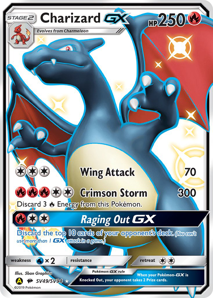 Charizard-GX sma-SV49 Rare Shiny GX from Hidden Fates Shiny Vault Set