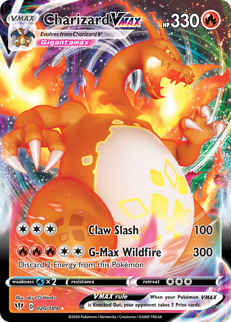 Charizard VMAX swsh3-20 Rare Holo VMAX from Darkness Ablaze Set