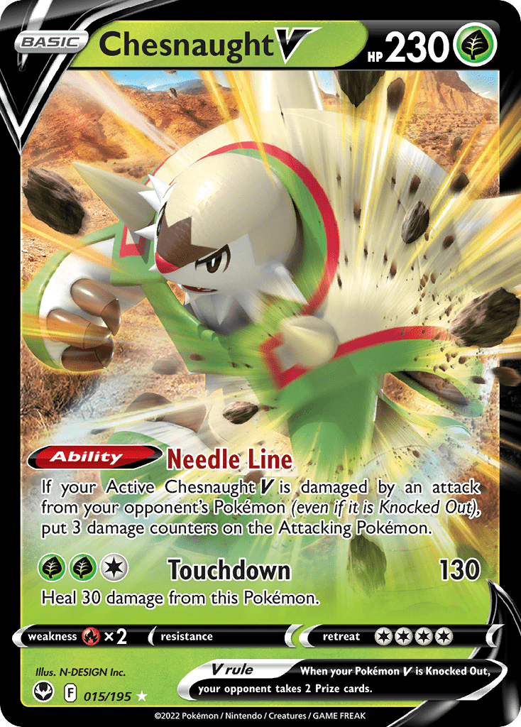 Chesnaught V swsh12-15 Rare Holo V from Silver Tempest Set