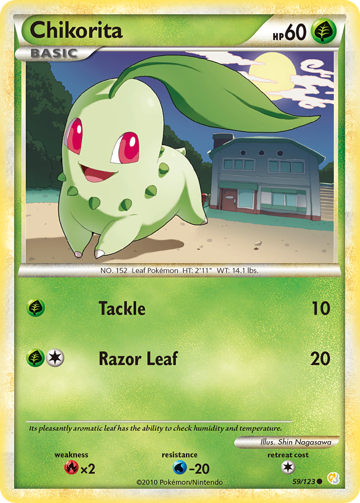 Chikorita hgss1-59 Common from HeartGold & SoulSilver Set