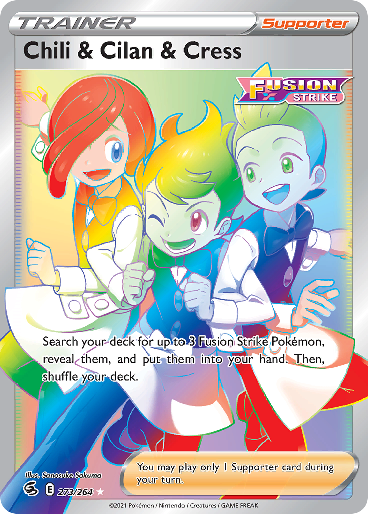 Chili & Cilan & Cress swsh8-273 Rare Rainbow from Fusion Strike Set