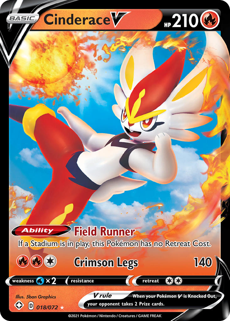 Cinderace V swsh45-18 Rare Holo V from Shining Fates Set