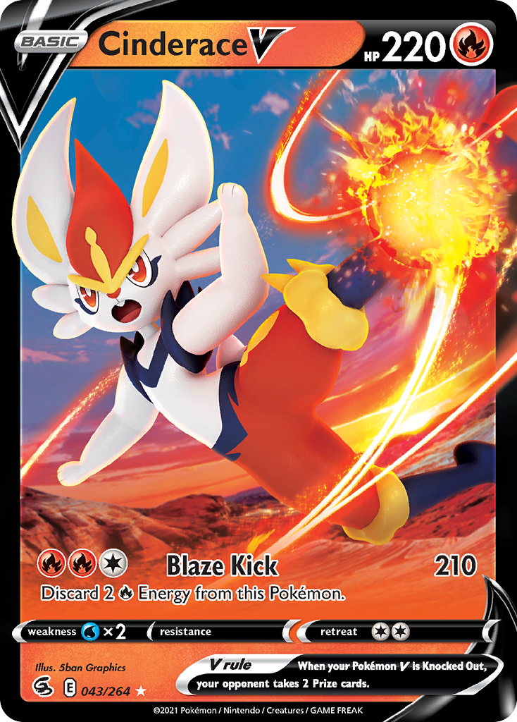 Cinderace V swsh8-43 Rare Holo V from Fusion Strike Set
