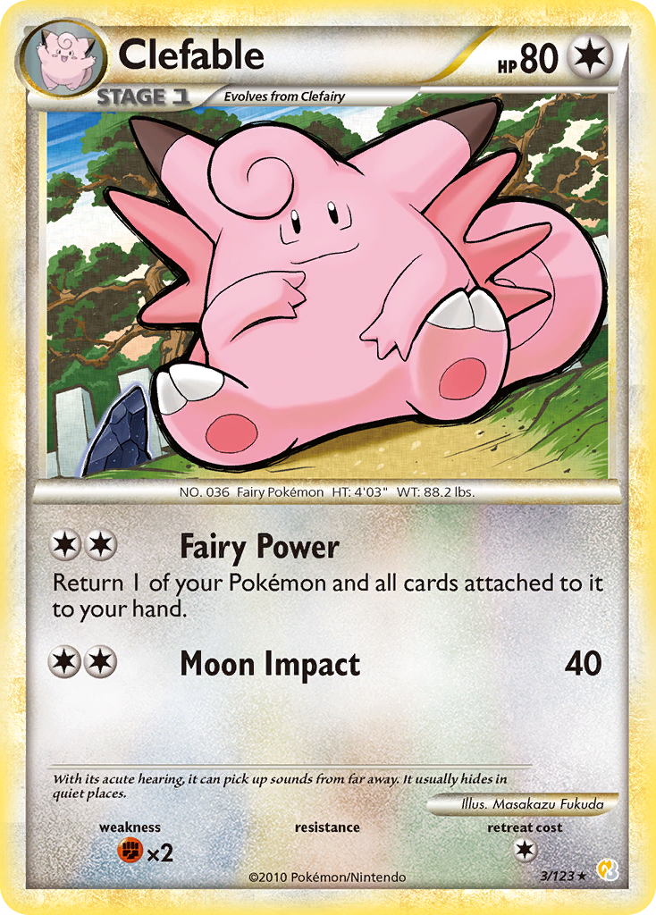 Clefable hgss1-3 Rare Holo from HeartGold & SoulSilver Set