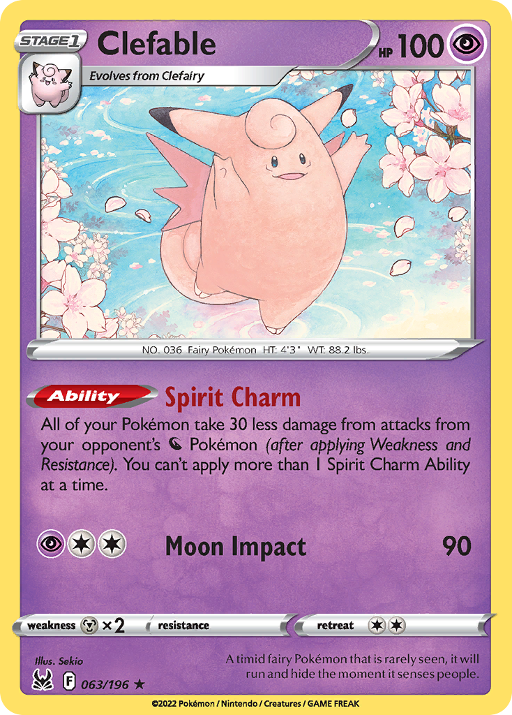 Clefable swsh11-63 Rare from Lost Origin Set