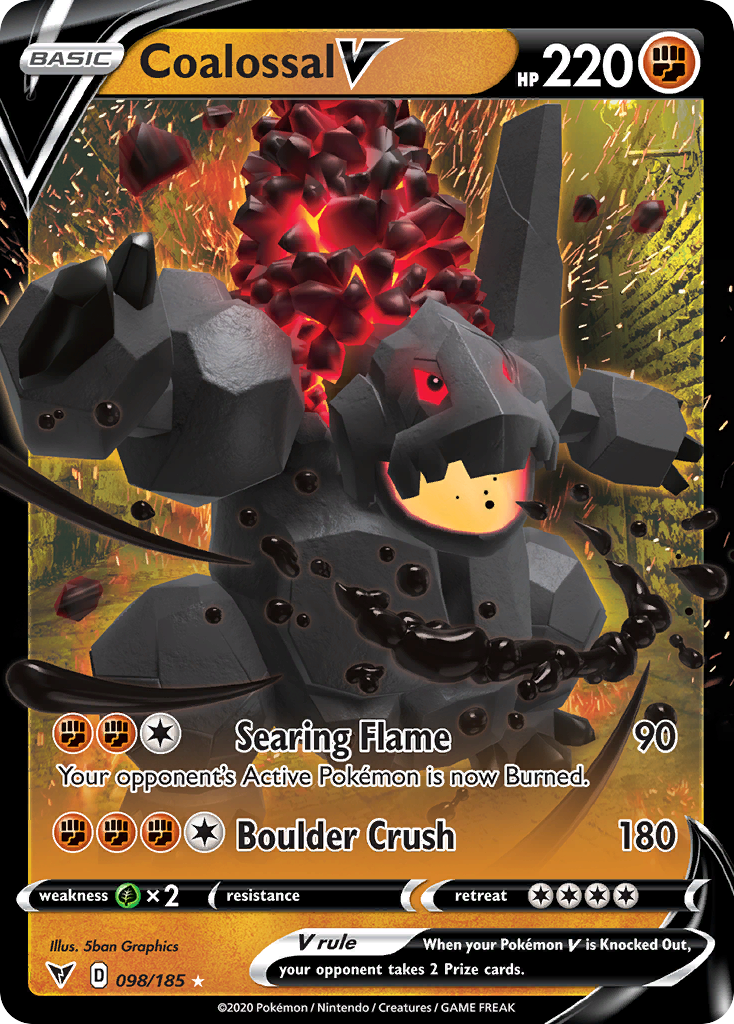 Coalossal V swsh4-98 Rare Holo V from Vivid Voltage Set