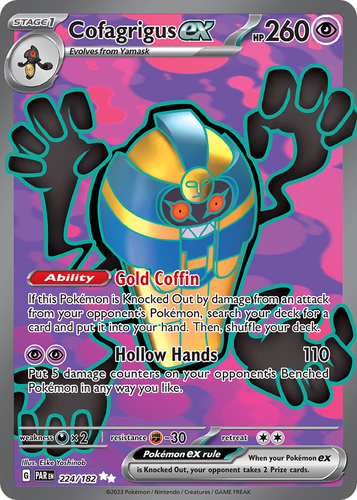 Cofagrigus ex sv4-224 Ultra Rare from Paradox Rift Set