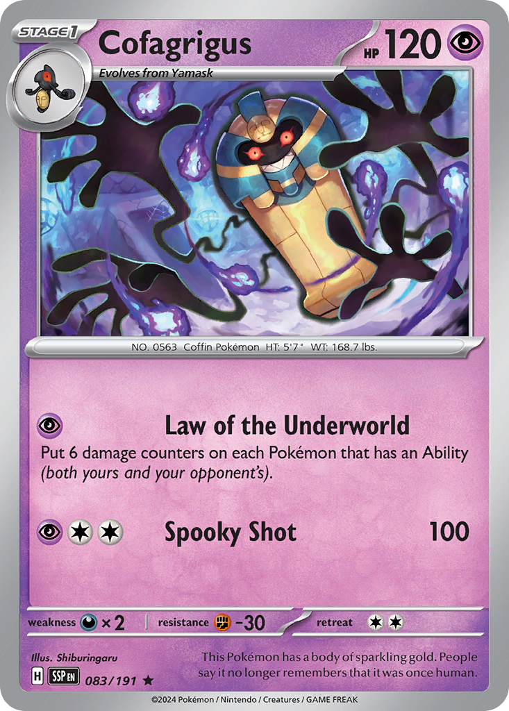 Cofagrigus sv8-83 Rare from Surging Sparks Set