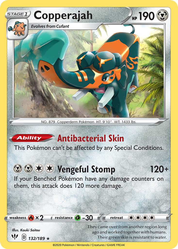 Copperajah swsh3-132 Rare Holo from Darkness Ablaze Set