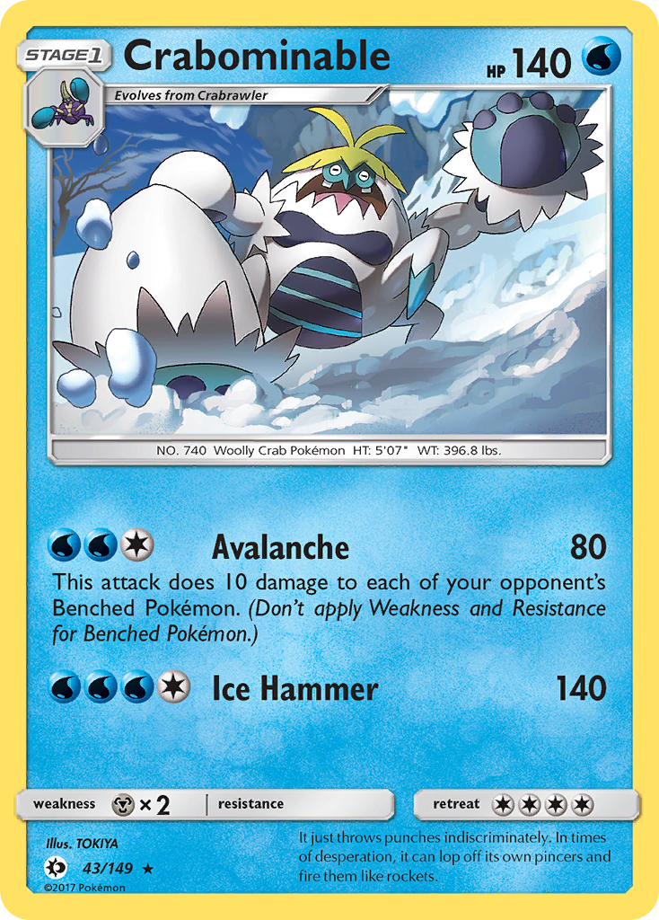 Crabominable sm1-43 Rare from Sun & Moon Set