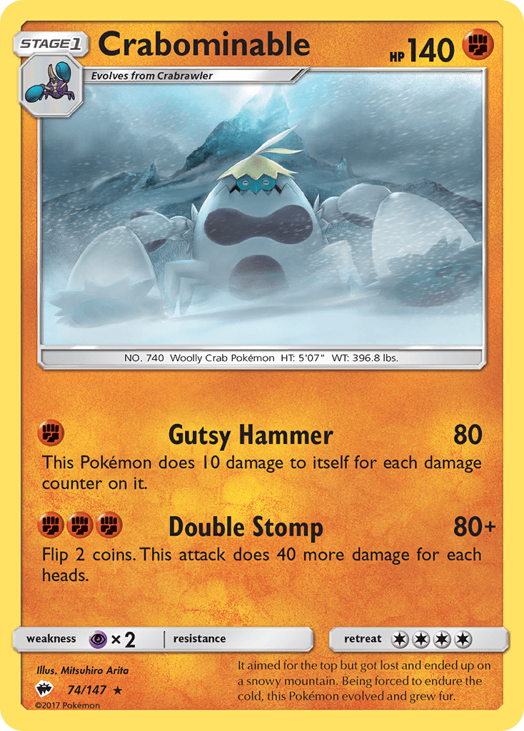 Crabominable sm3-74 Rare from Burning Shadows Set