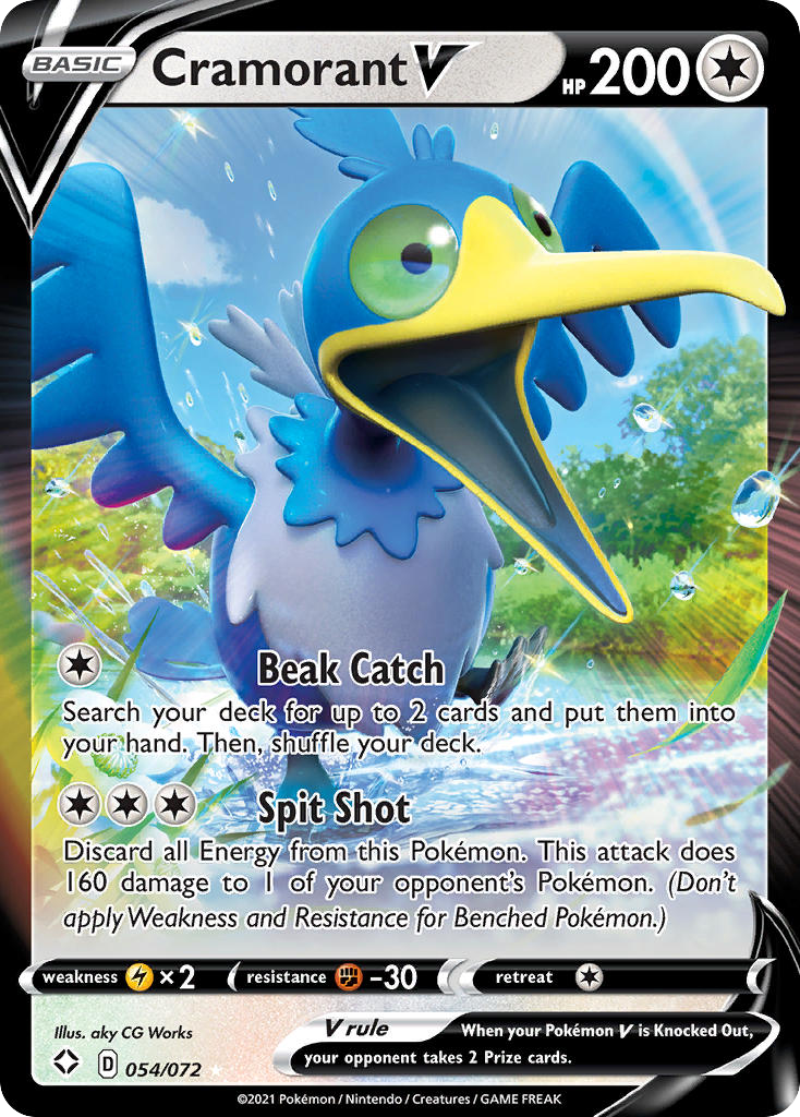 Cramorant V swsh45-54 Rare Holo V from Shining Fates Set