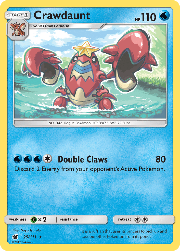 Crawdaunt sm4-25 Rare from Crimson Invasion Set