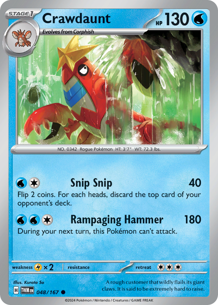 Crawdaunt sv6-48 Common from Twilight Masquerade Set