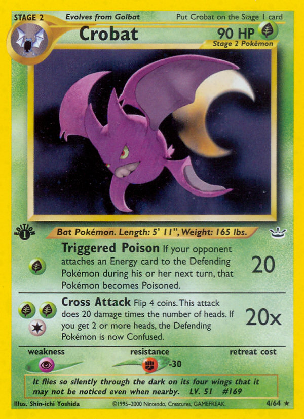 Crobat neo3-4 Rare Holo from Neo Revelation Set