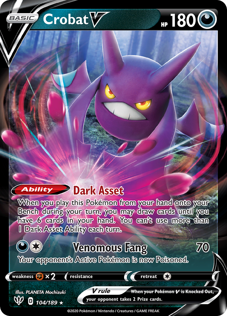 Crobat V swsh3-104 Rare Holo V from Darkness Ablaze Set