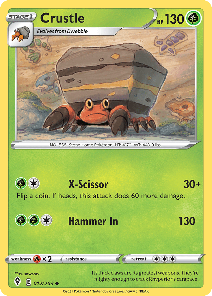 Crustle swsh7-12 Uncommon from Evolving Skies Set