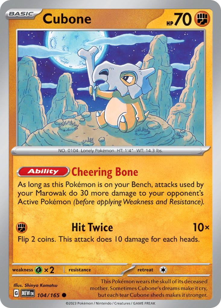 Cubone sv3pt5-104 Common from 151 Set