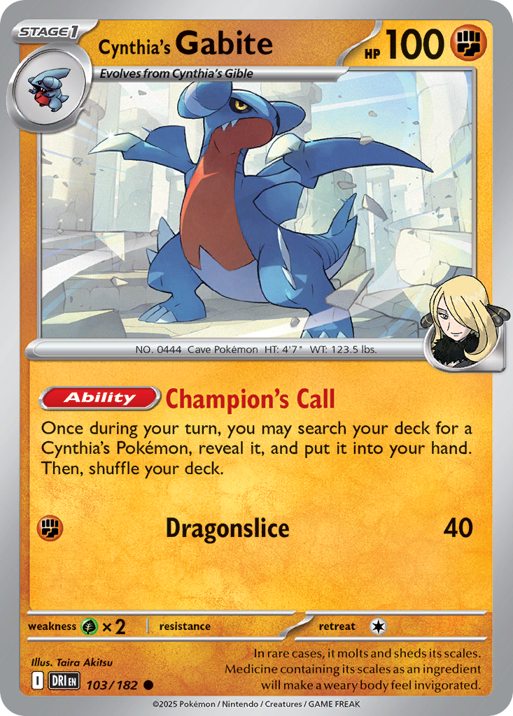 Cynthia’s Gabite sv10-103 Common from Destined Rivals Set
