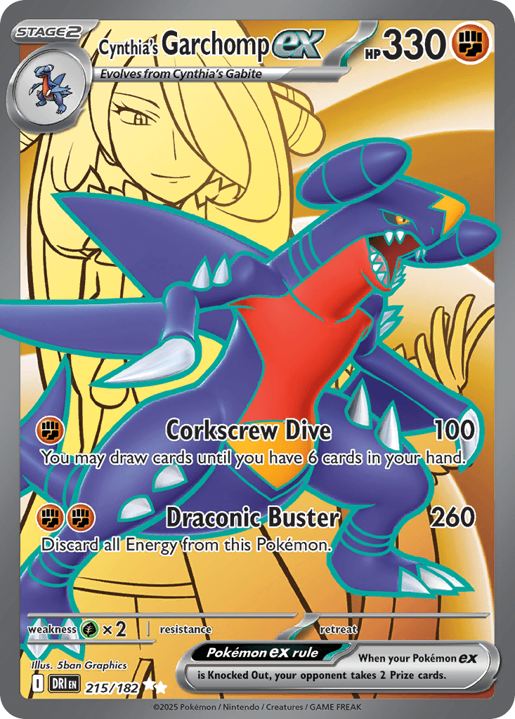 Cynthia’s Garchomp ex sv10-215 Ultra Rare from Destined Rivals Set