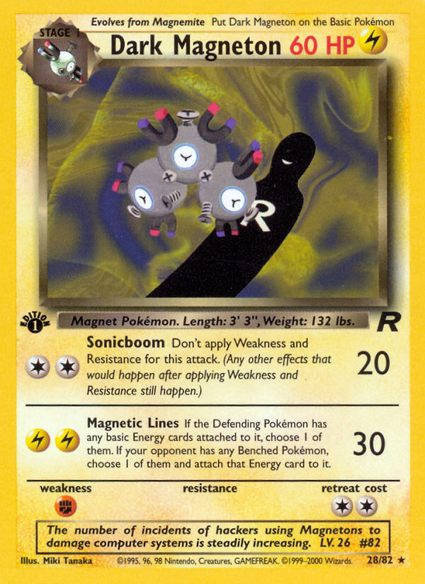 Dark Magneton base5-28 Rare from Team Rocket Set