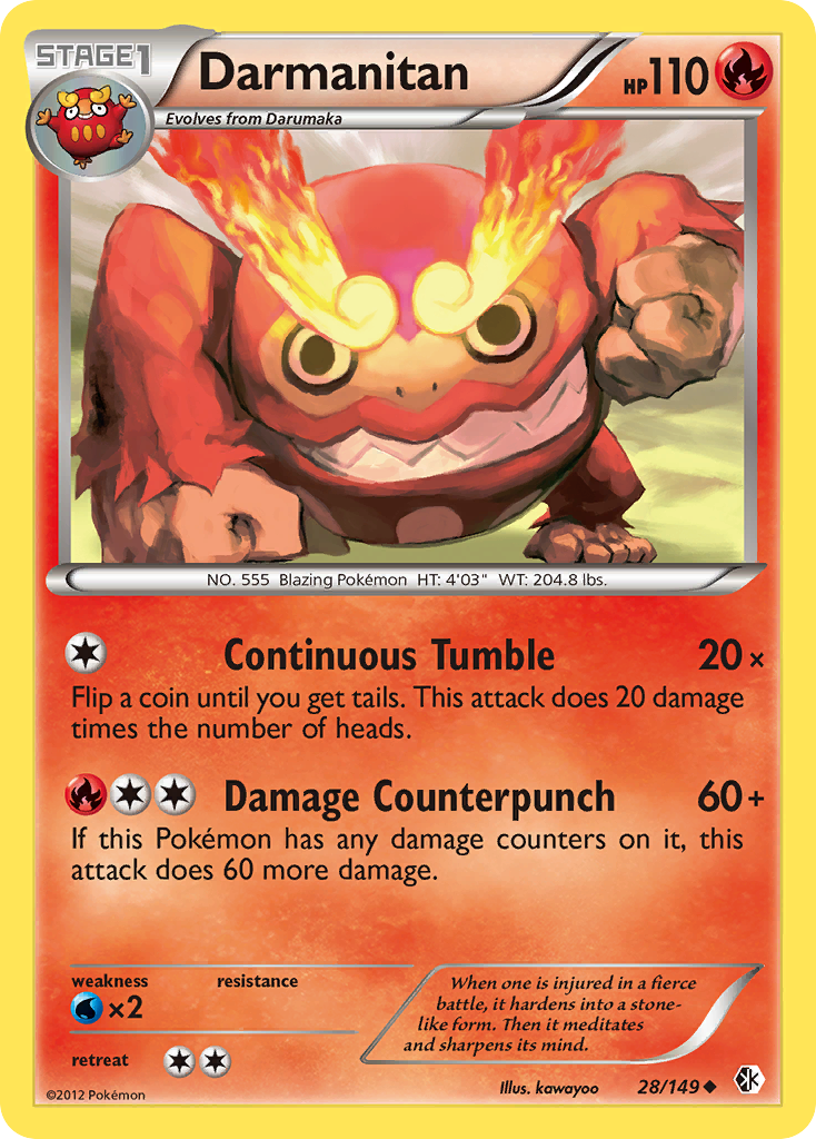 Darmanitan bw7-28 Uncommon from Boundaries Crossed Set