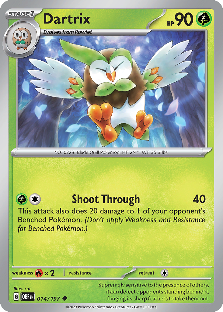 Dartrix sv3-14 Uncommon from Obsidian Flames Set