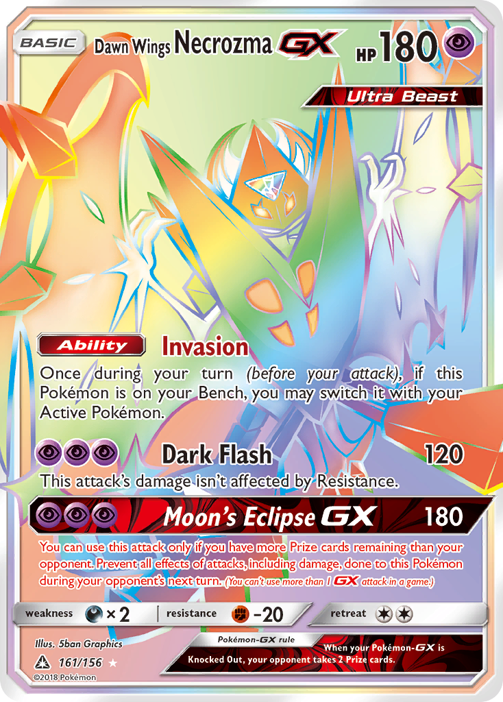 Dawn Wings Necrozma-GX sm5-161 Rare Rainbow from Ultra Prism Set