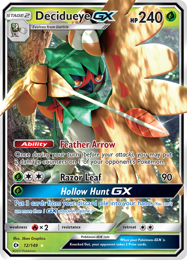 Decidueye-GX sm1-12 Rare Holo GX from Sun & Moon Set