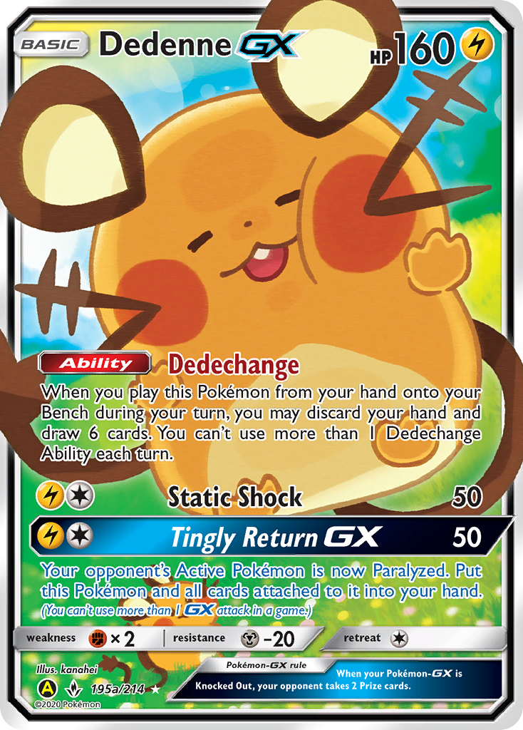 Dedenne-GX sm10-195a Rare Ultra from Unbroken Bonds Set