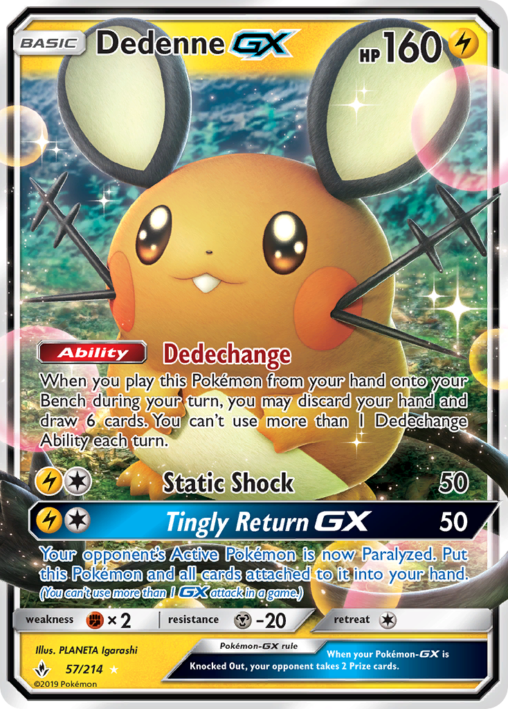 Dedenne-GX sm10-57 Rare Holo GX from Unbroken Bonds Set
