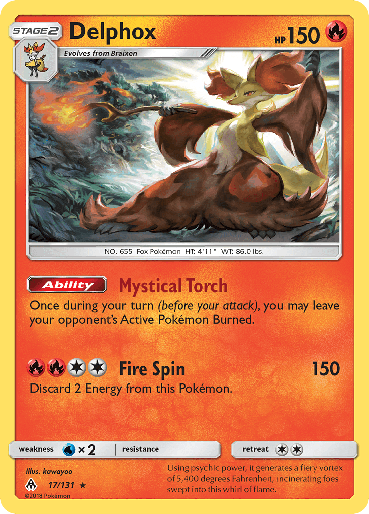 Delphox sm6-17 Rare Holo from Forbidden Light Set