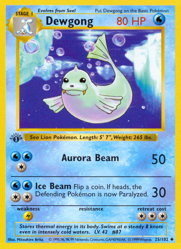 Dewgong base1-25 Uncommon from Base Set