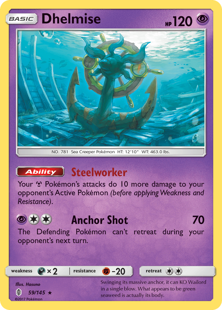 Dhelmise sm2-59 Rare Holo from Guardians Rising Set