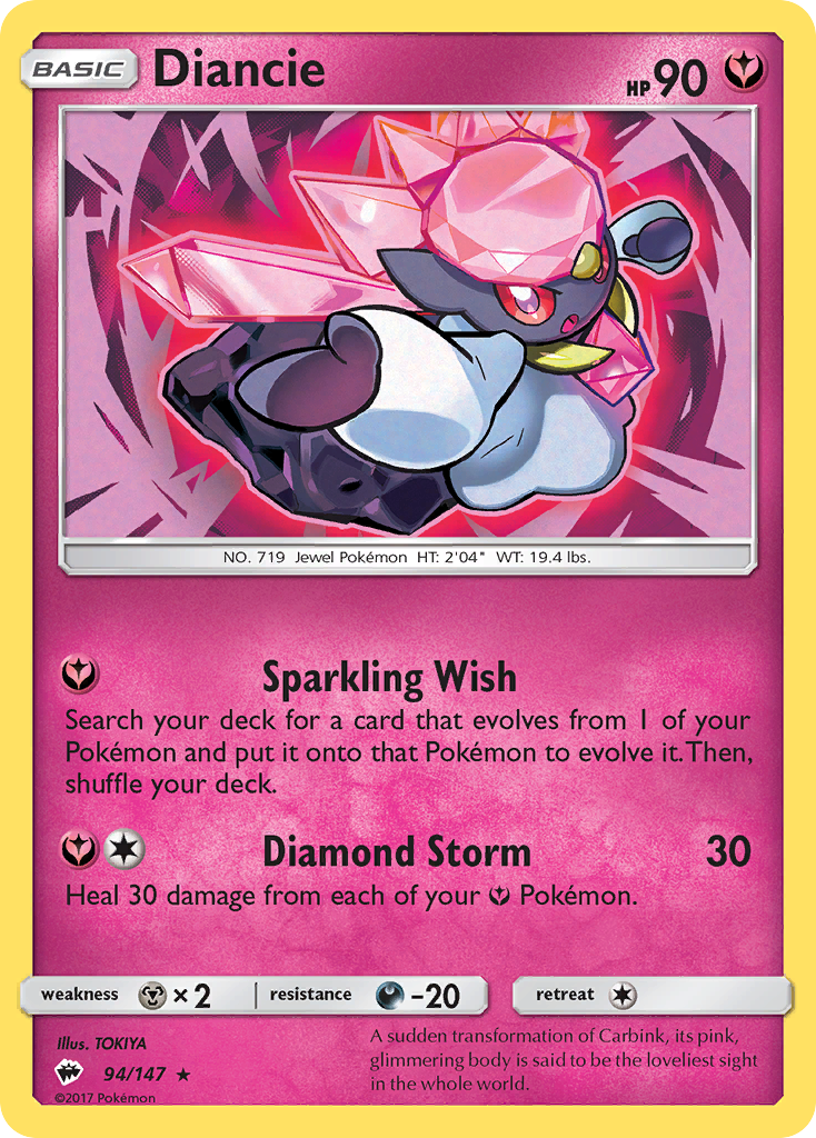 Diancie sm3-94 Rare Holo from Burning Shadows Set