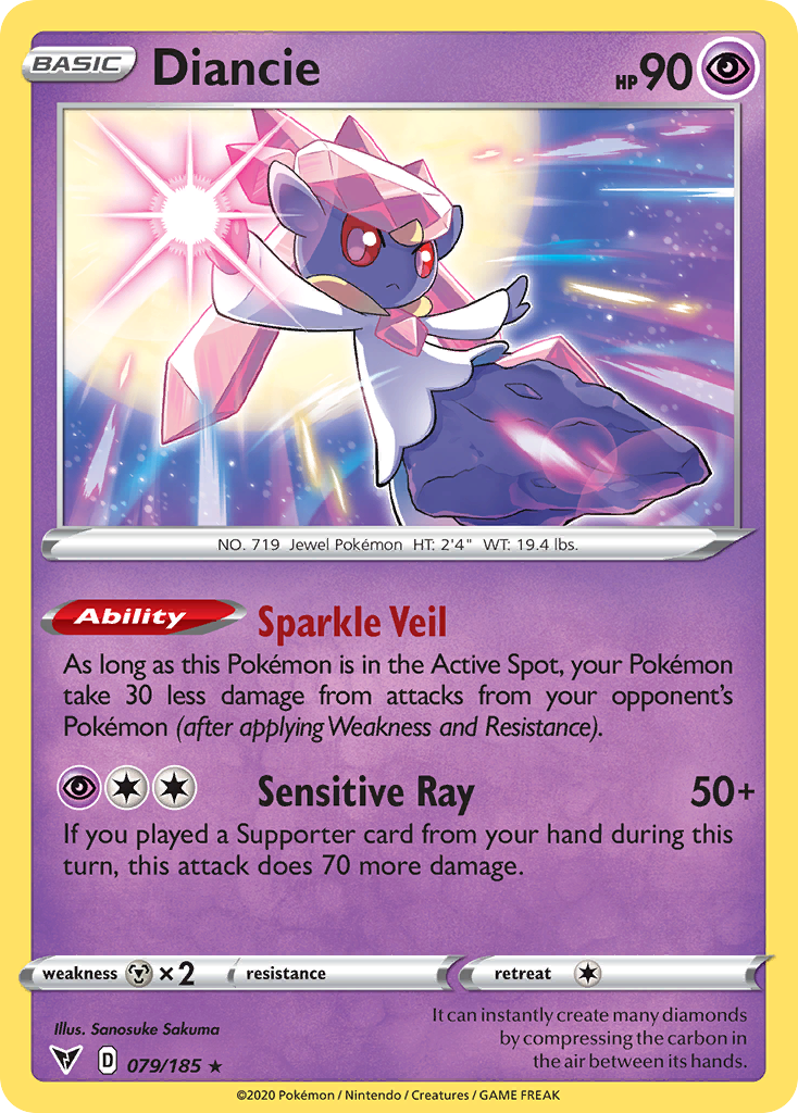 Diancie swsh4-79 Rare Holo from Vivid Voltage Set